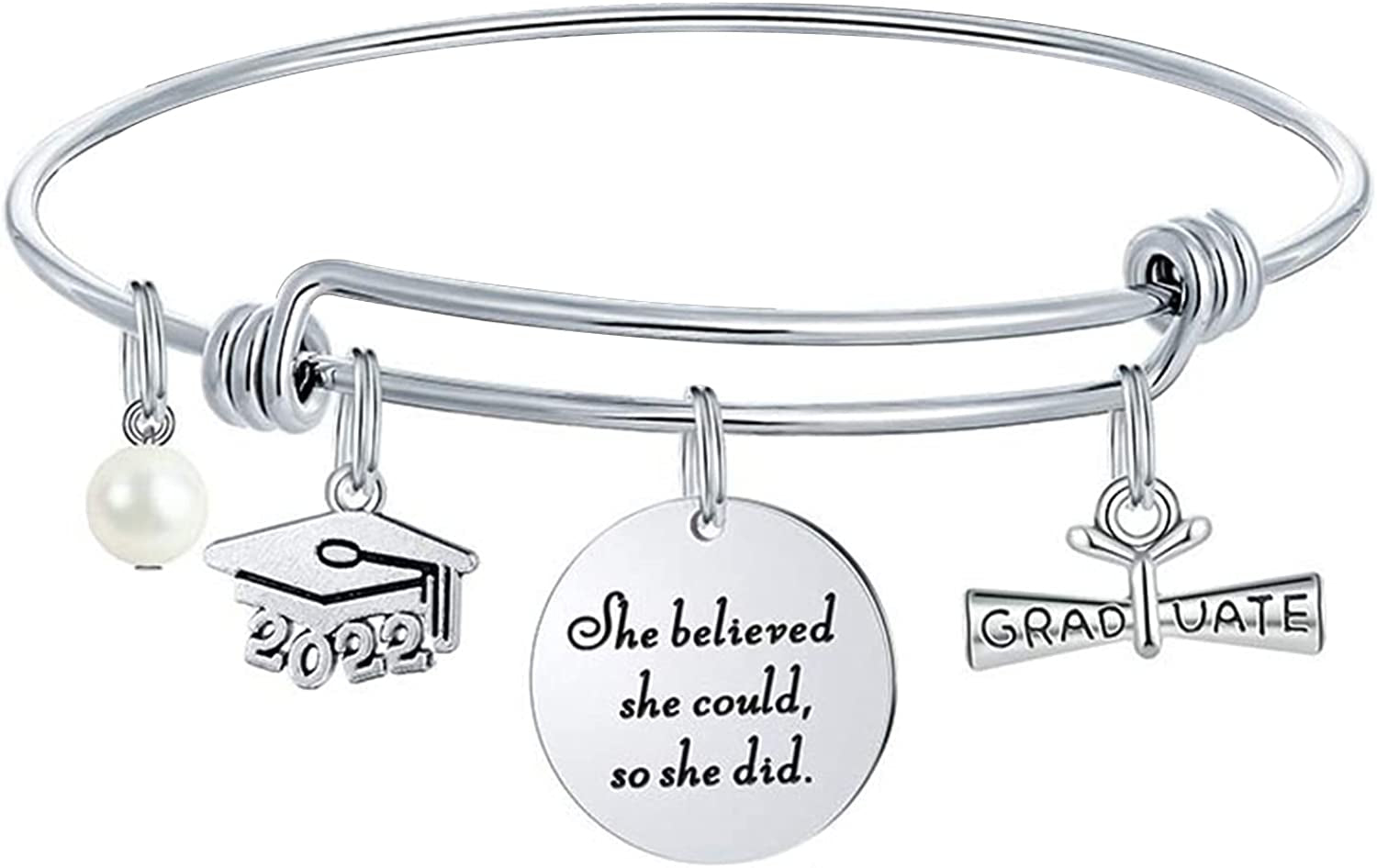 M MOOHAM Graduation Gifts for Her 2022, Senior Class of 2022 High School College Graduation Gifts for Women Girls Friend Daughter, Inspirational Graduation Bracelet Jewelry Apparel & Accessories > Jewelry > Bracelets M MOOHAM   