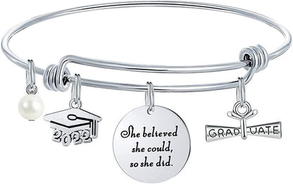M MOOHAM Graduation Gifts for Her 2022, Senior Class of 2022 High School College Graduation Gifts for Women Girls Friend Daughter, Inspirational Graduation Bracelet Jewelry Apparel & Accessories > Jewelry > Bracelets M MOOHAM   