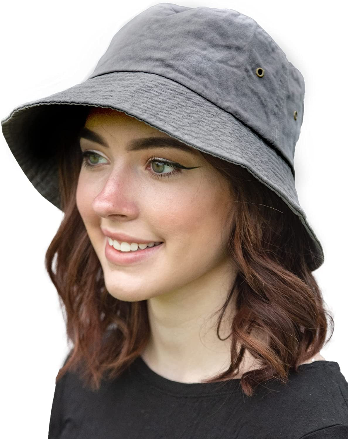 Bucket Hat for Women Men Canvas Washed Cotton Trendy Distressed Womens Summer Beach Sun Hats with Detachable Strings Apparel & Accessories > Clothing Accessories > Hats KYLIE MAX 04-grey Medium 