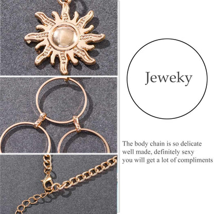 Jeweky Boho Circle Bra Chest Chain Gold Harness Crop Top Body Chains Beach Bikini Body Accessories Jewelry for Women and Girls Apparel & Accessories > Jewelry > Body Jewelry Artist Unknown   