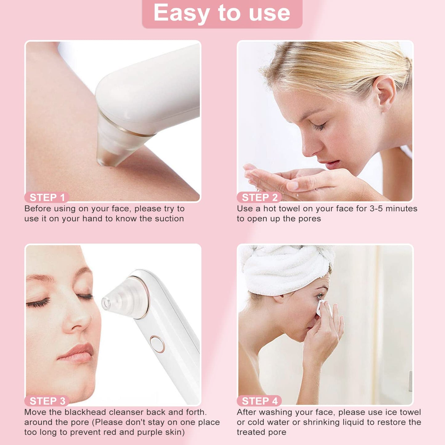 Blackhead Remover Pore Vacuum,Acne Remover,Comedone Whitehead Extractor Tool-3 Suction Power,4Probes,Usb Rechargeable Blackhead Vacuum Kit for Women & Men Health & Beauty > Personal Care > Cosmetics > Cosmetic Tools > Skin Care Tools eulumap   