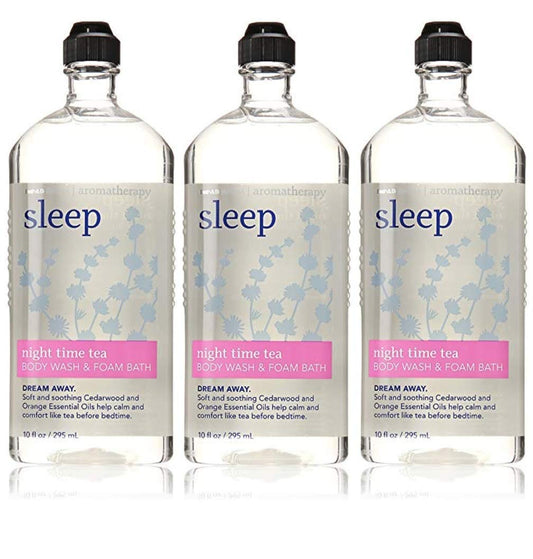Lot of 3 Bath & Body Works Aromatherapy Sleep Night Time Tea Body Wash & Foam Bath 10 Fl Oz Each (Night Time Tea) Health & Beauty > Personal Care > Cosmetics > Bath & Body Bath & Body Works   