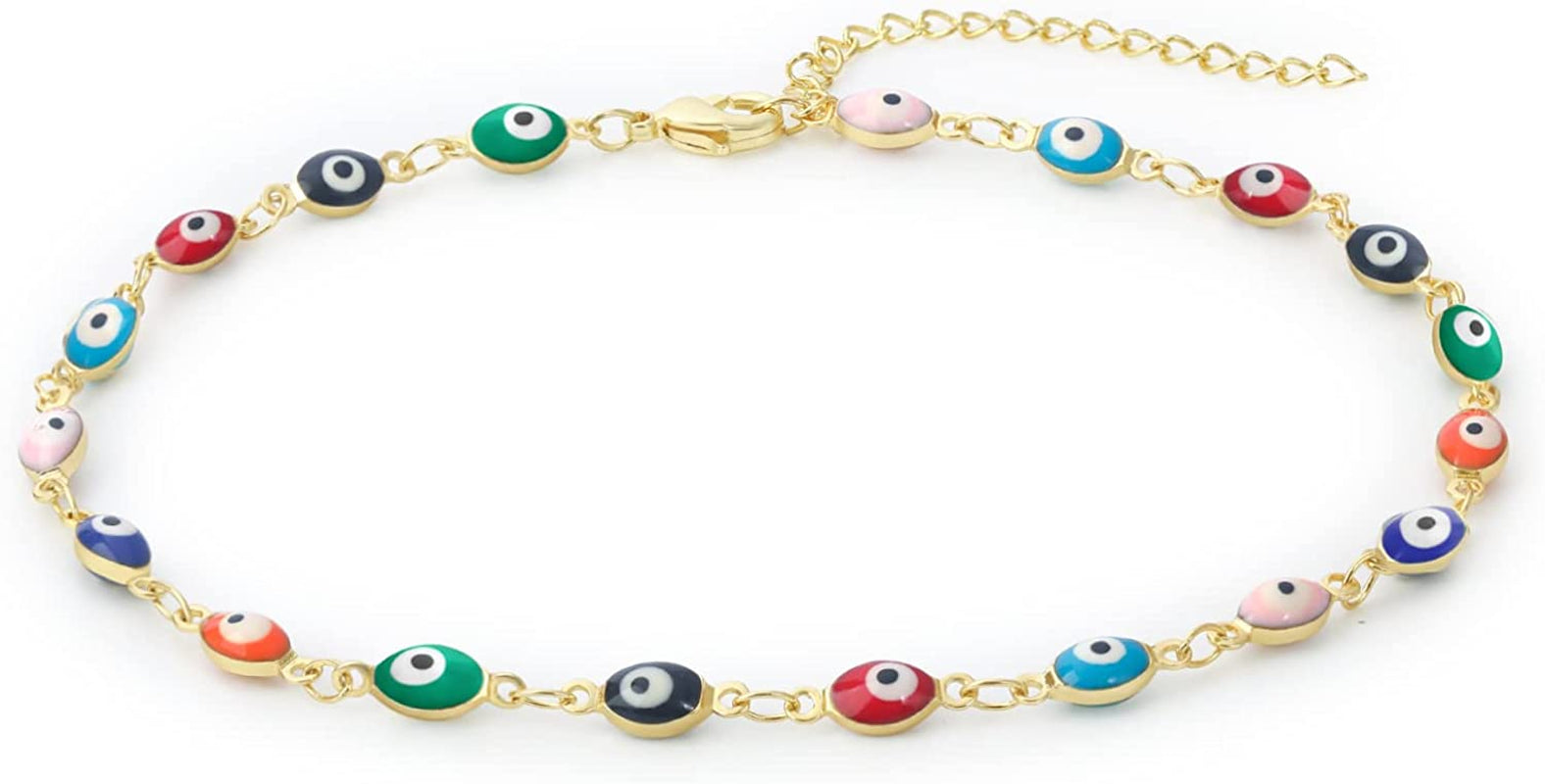 Evil Eye Ankle Bracelet,Evil Eye Anklet,Evil Eye Bracelet,Evil Eye Anklets for Women,Mother'S Day Gift Apparel & Accessories > Jewelry > Anklets DeScount Gold Plated Oval Evil Eye Anklet  