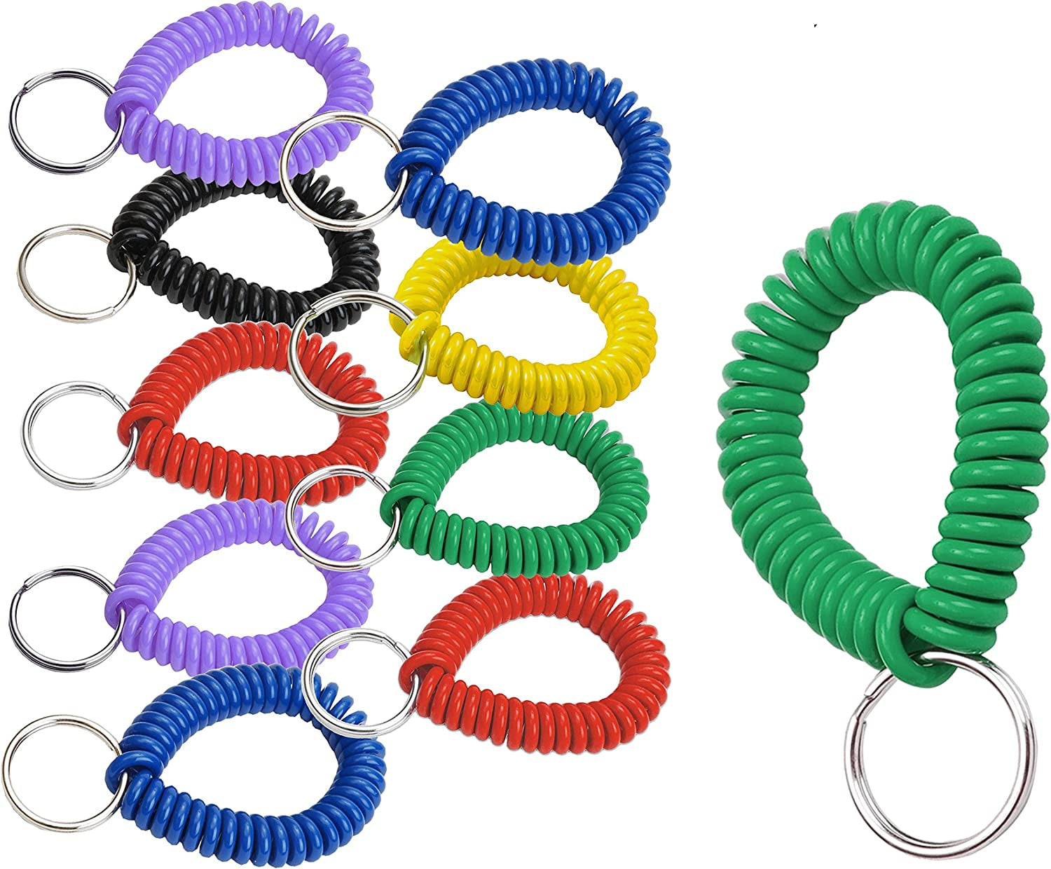 Lucky Line 2” Diameter Spiral Wrist Coil with Steel Key Ring, Flexible Wrist Band Key Chain Bracelet, Stretches to 12”, Purple 1 PK (410651) Apparel & Accessories > Jewelry > Bracelets Lucky Line Assorted Colors Pack of 25 