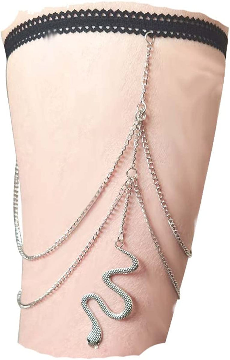 Sexy Body Chain Wavy Snake Leg Chain Jewelry for Women Butterfly Pendant Layered Leg Chain Necklace for Girls Apparel & Accessories > Jewelry > Body Jewelry CHAKRA HEALING REIKI CHR Snake Leg Chain-Silver  