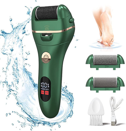 Electric Foot File Callus Remover - IPX7 Waterproof Rechargeable Callus Remover for Feet with 8 in 1 Pedicure Kit Foot Care, 3 Roller Heads, and 2 Speeds Health & Beauty > Personal Care > Foot Care PEFOOK Green  