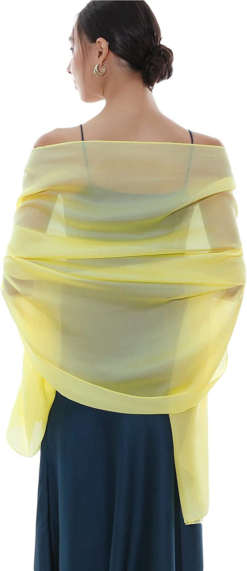 RIIQIICHY Pashmina Shawls Wraps for Women Evening Dresses like Chiffon Silk Scarf for Weddings Apparel & Accessories > Clothing Accessories > Scarves & Shawls RIIQIICHY Light Yellow  