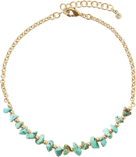 Lucky Brand Turquoise Beaded Anklet,Gold,One Size Apparel & Accessories > Jewelry > Anklets Lucky Brand   