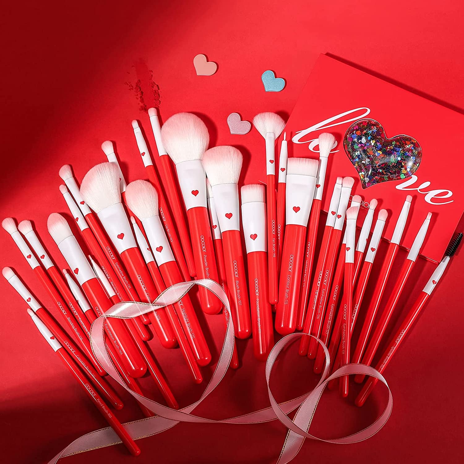 Docolor Makeup Brushes 32 Piece Period Red Professional Makeup Brush Set Premium Gift Kabuki Foundation Blending Face Powder Blush Contour Eye Shadows Eyebrow Eyeliner Make up Tools Kit Health & Beauty > Personal Care > Cosmetics > Cosmetic Tools > Makeup Tools Docolor   