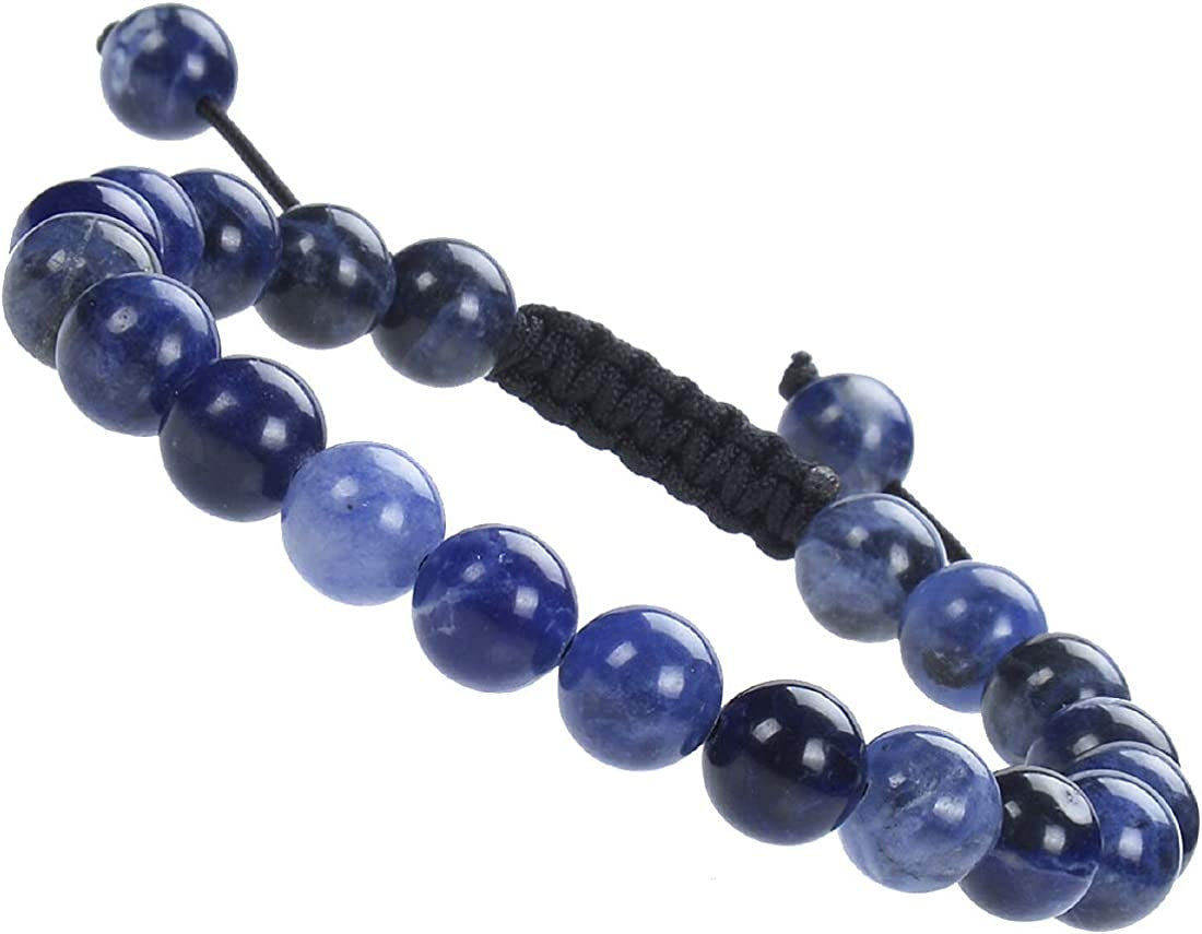 Massive Beads Natural Healing Power Gemstone Crystal Beads Unisex Adjustable Macrame Bracelets 8Mm Apparel & Accessories > Jewelry > Bracelets MASSIVE BEADS Blue Sodalite  