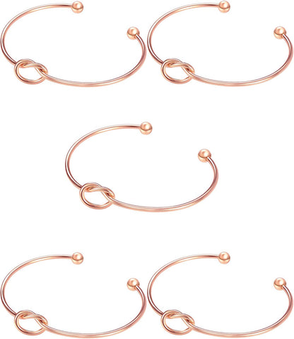 CHICNOW I Can'T Tie the Knot without You Bridesmaid Gift Cards Bridesmaid Bracelets Silver Tone- Set of 4,5,6 Apparel & Accessories > Jewelry > Bracelets Chicnow A. Rose Gold Tone 5 Sets  