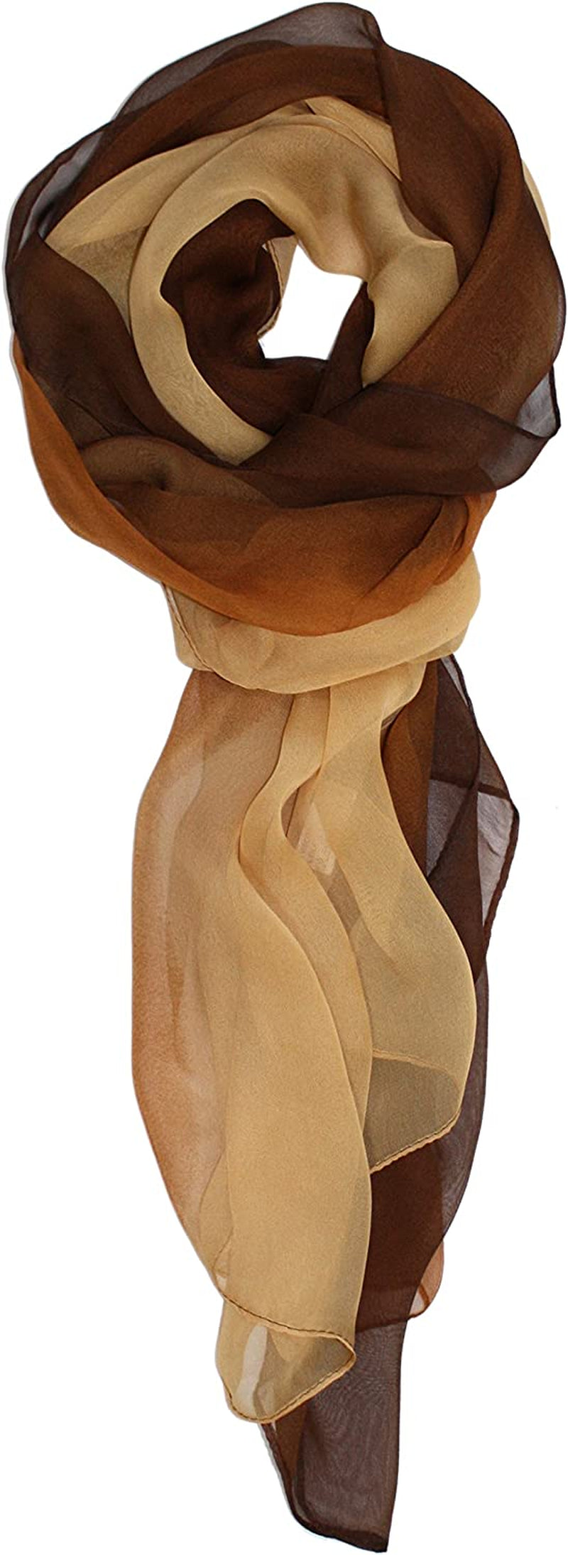Ted & Jack - Silk Ombre Lightweight Accent Scarf Apparel & Accessories > Clothing Accessories > Scarves & Shawls Ted and Jack Beige and Brown  