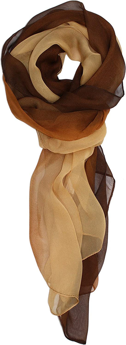 Ted & Jack - Silk Ombre Lightweight Accent Scarf Apparel & Accessories > Clothing Accessories > Scarves & Shawls Ted and Jack Beige and Brown  