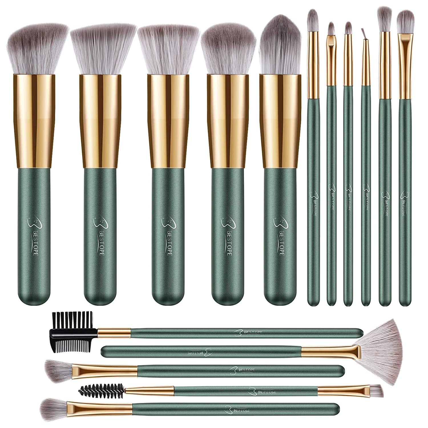 Makeup Brushes Makeup Brush Set - 16 Pcs BESTOPE PRO Premium Synthetic Foundation Concealers Eye Shadows Make up Brushes Set,Eyeliner Brushes(Rosegold) Health & Beauty > Personal Care > Cosmetics > Cosmetic Tools > Makeup Tools Shenzhen Jimei Lang Technology Co., Ltd. Green  