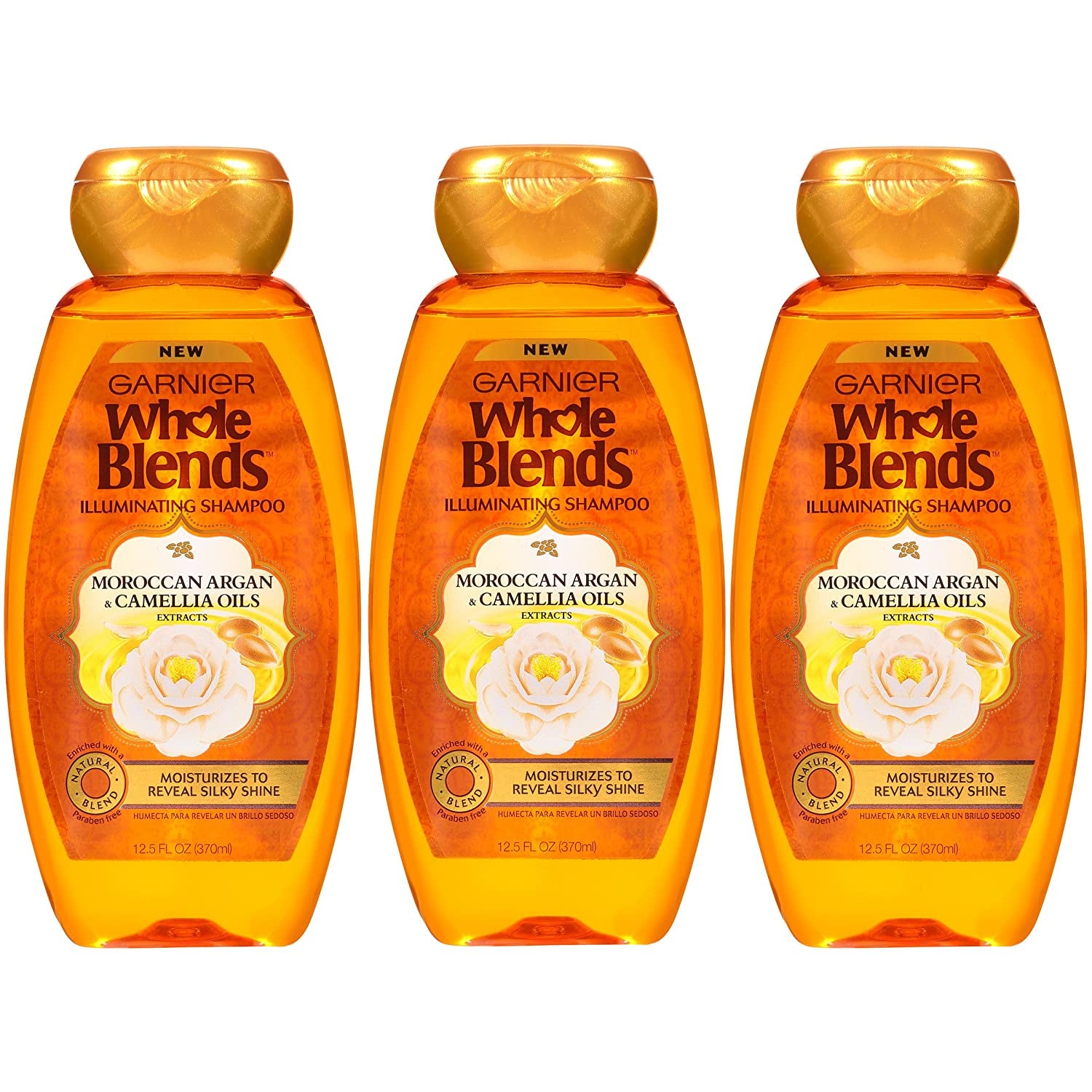 Garnier Whole Blends Illuminating Shampoo, Moroccan Argan Oil & Camellia Oil Infused Dry Hair Care for Silky, Shiny Hair, 12.5 Oz , 3 Count Health & Beauty > Personal Care > Hair Care Garnier   