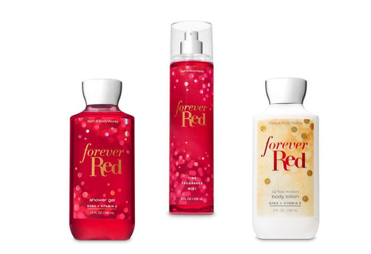 Bath and Body Works Forever Red Shower Gel, Body Lotion, Fine Fragrance Mist Daily Trio Gift Set 2018 Health & Beauty > Personal Care > Cosmetics > Bath & Body Bath & Body Works   