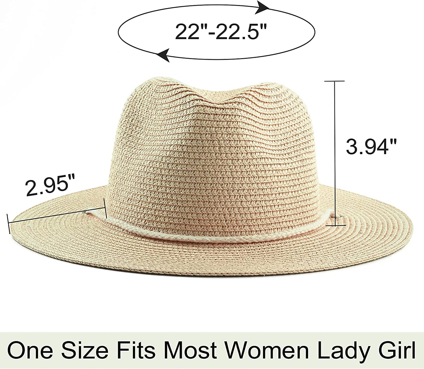 Koreshion Women Straw Panama Hat Summer Wide Brim Fedora Cap Beach Sun Hats UPF50+ Apparel & Accessories > Clothing Accessories > Hats Koreshion   