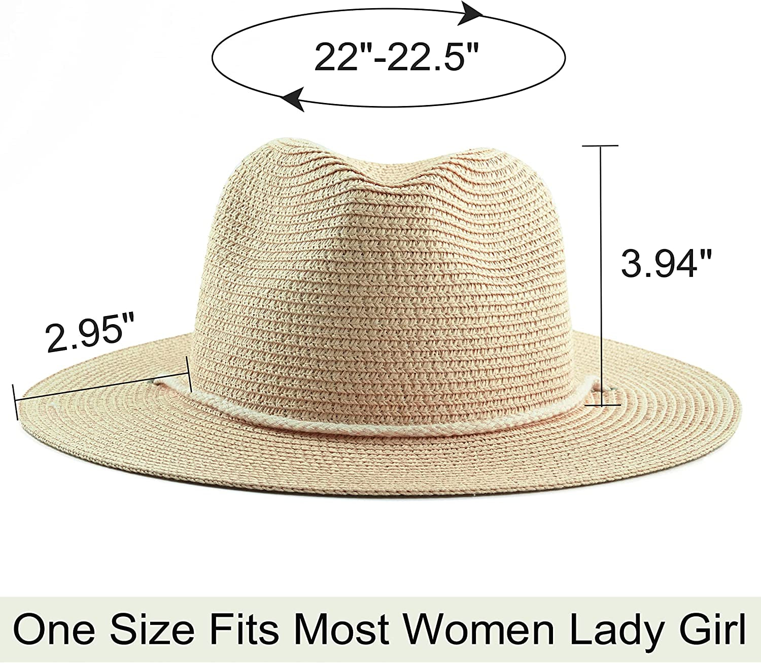 Koreshion Women Straw Panama Hat Summer Wide Brim Fedora Cap Beach Sun Hats UPF50+ Apparel & Accessories > Clothing Accessories > Hats Koreshion   