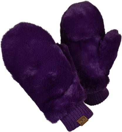 C.C Women'S Faux Fur Wrist Length Fingerless Sherpa Lined Convertible Mittens Gloves Apparel & Accessories > Clothing Accessories > Gloves & Mittens C.C Purple  