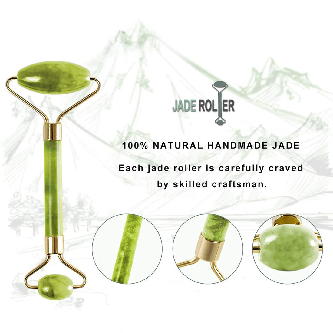 Jade Face Gua Sha Roller – Ice Facial Eye Massage Stone Gifts for Mom Mothers Day Natural Cooling anti Wrinkle Skin Care Tools Treatment for Puffiness Migraine Pain Relief Minor Injury Muscle Relaxing Health & Beauty > Personal Care > Cosmetics > Cosmetic Tools > Skin Care Tools Gyothrig   
