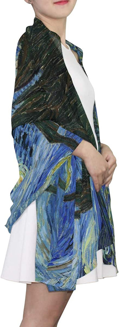 SEULIFE Women'S Scarf Van Gogh Starry Night, Lightweight Scarf Sheer Shawl Wrap Apparel & Accessories > Clothing Accessories > Scarves & Shawls SEULIFE   