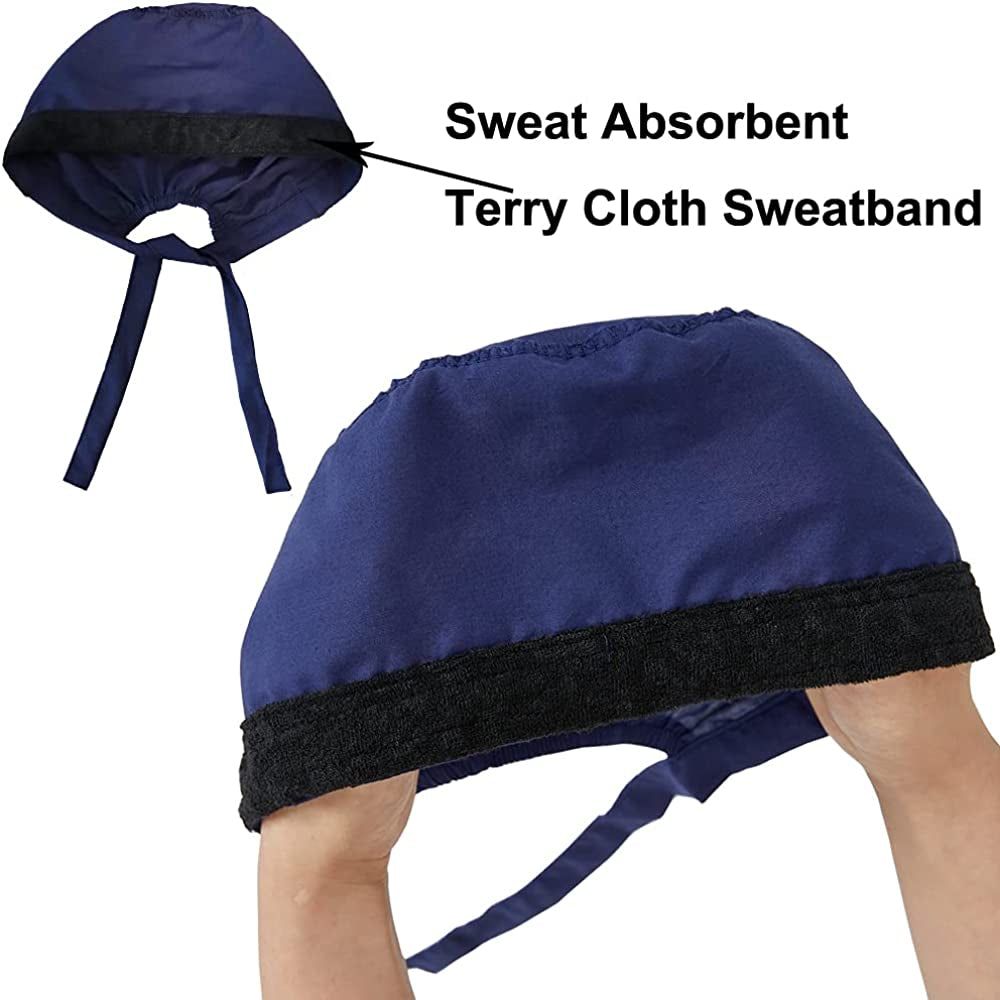 Super Absorbent Skull Caps Built-In No Sweat Liners Moisture Absorbent Bandana Headbands for Men Women Dew Rag with Sweatband (4 Pack) Apparel & Accessories > Clothing Accessories > Bandanas & Headties QING   