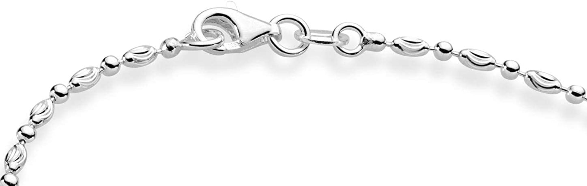 Miabella 925 Sterling Silver Diamond-Cut Oval and round Bead Ball Chain Anklet Ankle Bracelet for Women Teen Girls, Made in Italy Apparel & Accessories > Jewelry > Anklets Miabella   