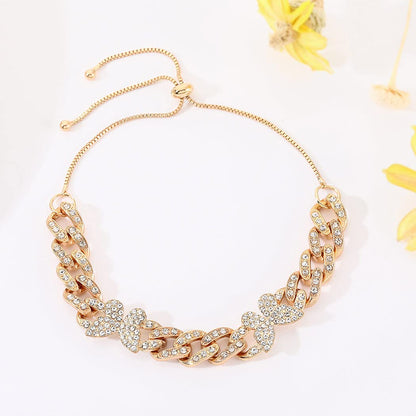 DRESBE Boho Butterfly Anklet Gold Rhinestone Cuban Link Anklets Chunky Ankle Bracelet Party Prom Foot Jewelry Chain for Women and Girls JL102 Apparel & Accessories > Jewelry > Anklets DRESBE   