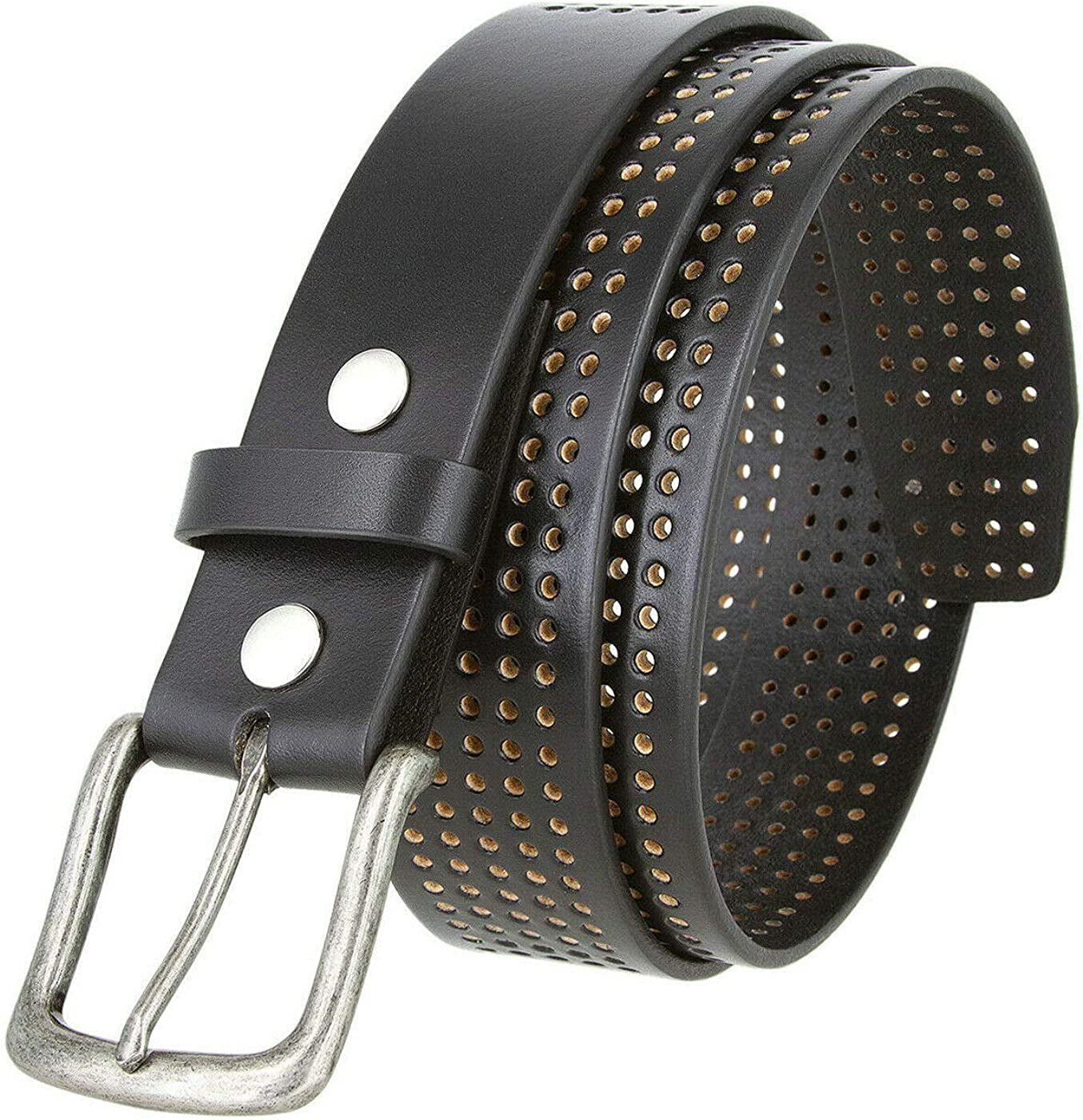 Western Floral Engraved Embossed Tooled Genuine Leather Belt Strap or Belt 1-1/2"(38Mm) Wide, Multi-Style Options Apparel & Accessories > Clothing Accessories > Belts Belts.com Type Tt382-01 Black 38 