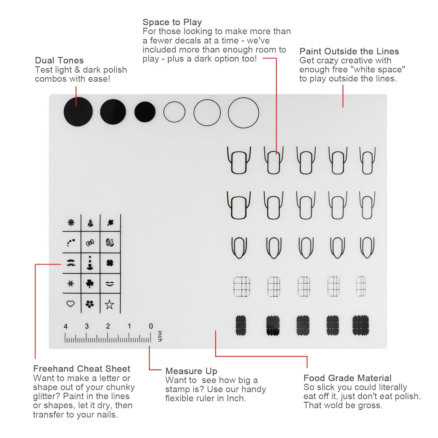 Segbeauty 2Pcs Acrylic Nail Mats, 16" Silicone DIY Nail Art Stamping Mats, Workspace Stamping Plate Manicure Mat, Nail Polish Coloring Practice Pad, Nail Sticker Trainer Guide Table Cover Palette Tool Health & Beauty > Personal Care > Cosmetics > Cosmetic Tools > Nail Tools Segbeauty   