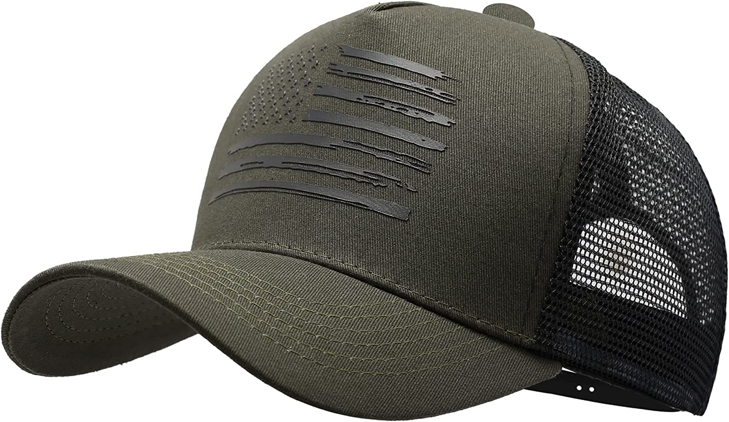 VIONLAN Baseball Cap American Flag Trucker Hat for Men Women 3D Embossed Logo Adjustable Outdoor Mesh Snapback Hat Apparel & Accessories > Clothing Accessories > Hats VIONLAN Olive/Black Flag  