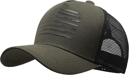 VIONLAN Baseball Cap American Flag Trucker Hat for Men Women 3D Embossed Logo Adjustable Outdoor Mesh Snapback Hat Apparel & Accessories > Clothing Accessories > Hats VIONLAN Olive/Black Flag  