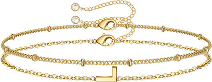 Dainty Gold Initial Bracelets for Women, 14K Gold Plated Dainty Personalized Gold Bracelets Initial Bracelets for Women Teen Girls Jewelry Chain Bracelets for Kids Toddler Little Girls Jewelry Gifts Apparel & Accessories > Jewelry > Bracelets M MOOHAM L  