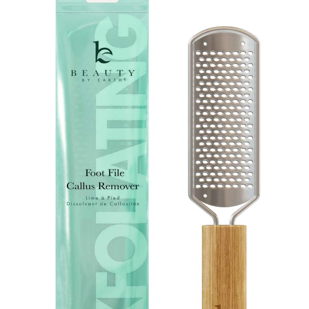 Foot File - Callus Remover Tool for Dead Skin Removal, at Home Pedicure Tools, Foot Rasp Callus Remover Feet and Heels, Smooth Soft Feet Using a Grater & Scraper (Bamboo & Stainless Steel) (1 Pack) Health & Beauty > Personal Care > Foot Care Beauty by Earth   