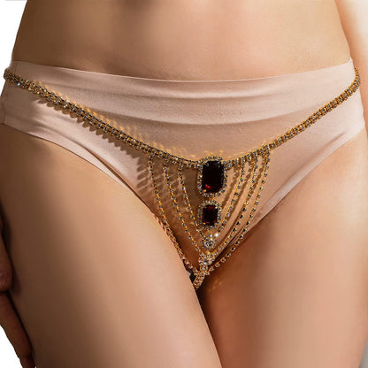 Sexy Red Rhinestone Panties Thong Crystal Waist Belly Bikini Body Chain Jewelry Rhinestone Underwear G-String Chain for Women (Silver 1) Apparel & Accessories > Jewelry > Body Jewelry Cusmyre Gold 5  