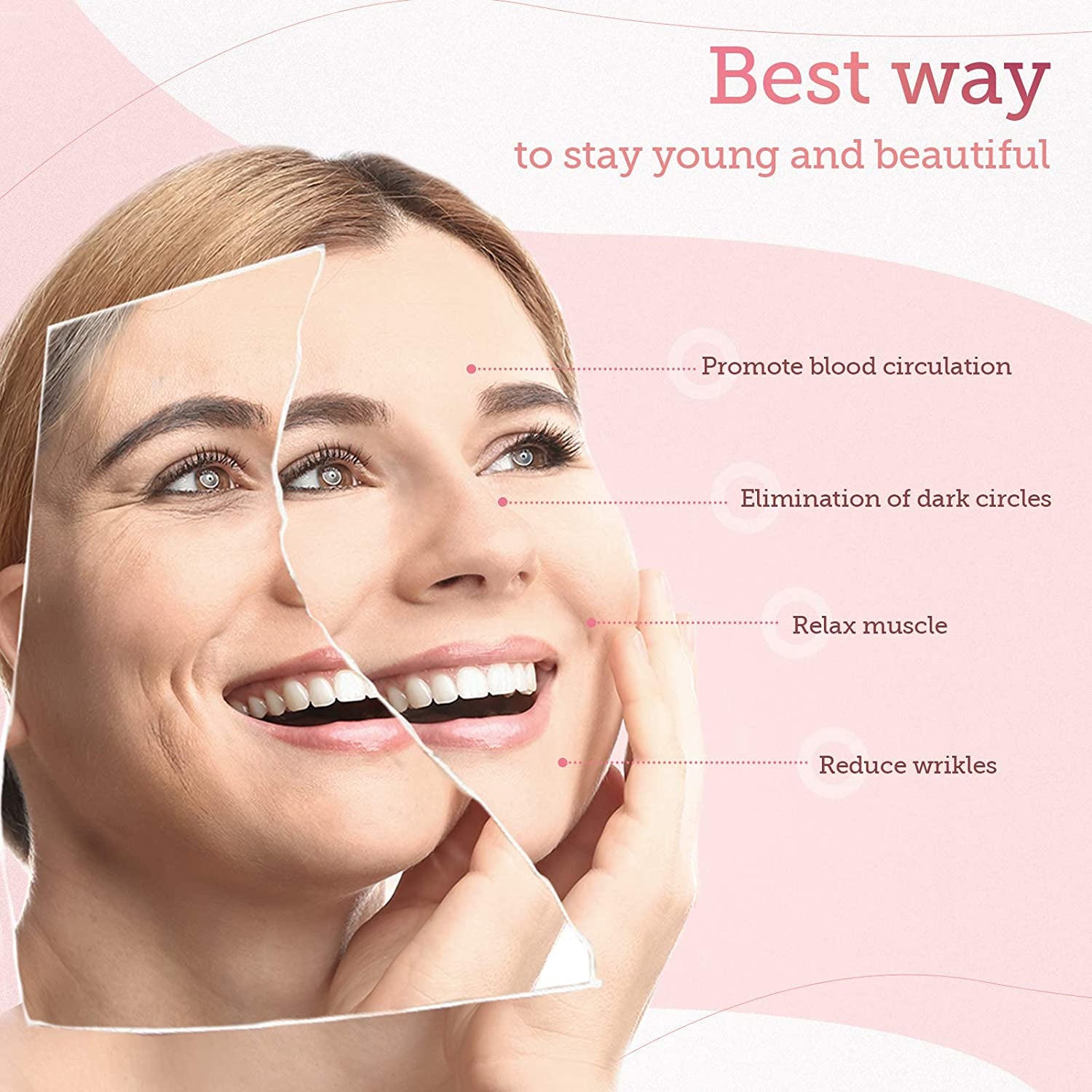 Rose Quartz Facial Roller Jade Roller Face Roller Massager for Face Eyes Cheeks Forehead Neck Skin Care Tool Reduce Wrinkles Puffiness Crow'S Feet Nasolabial Folds Health & Beauty > Personal Care > Cosmetics > Cosmetic Tools > Skin Care Tools Lekeemy   