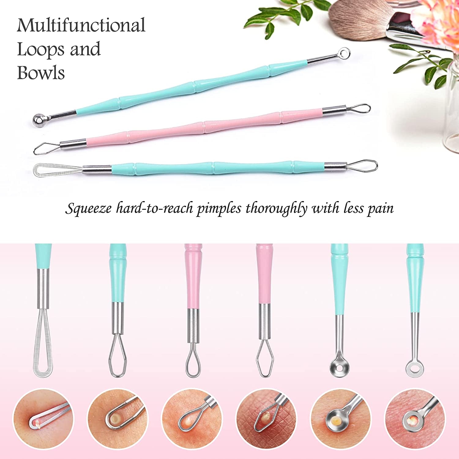 Pimple Popper Tool Kit, MORGLES 14-Heads Professional Stainless Acne Zit Popper Extraction Tools for Facial Nose with Leather Case Health & Beauty > Personal Care > Cosmetics > Cosmetic Tools > Skin Care Tools MORGLES   