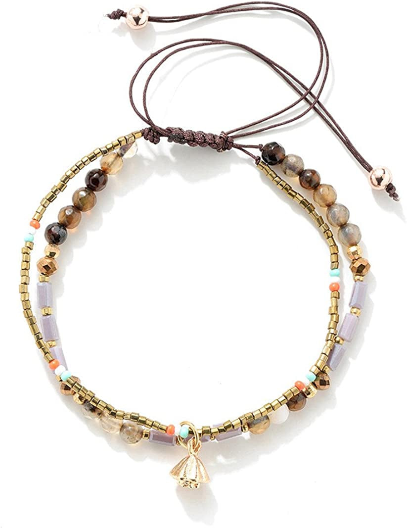 Joya Gift Handmade Adjustable Wrap Bracelet Bohemian String Braided Beads Anklets Gifts for Women Girls Apparel & Accessories > Jewelry > Anklets JOYA GIFT D  