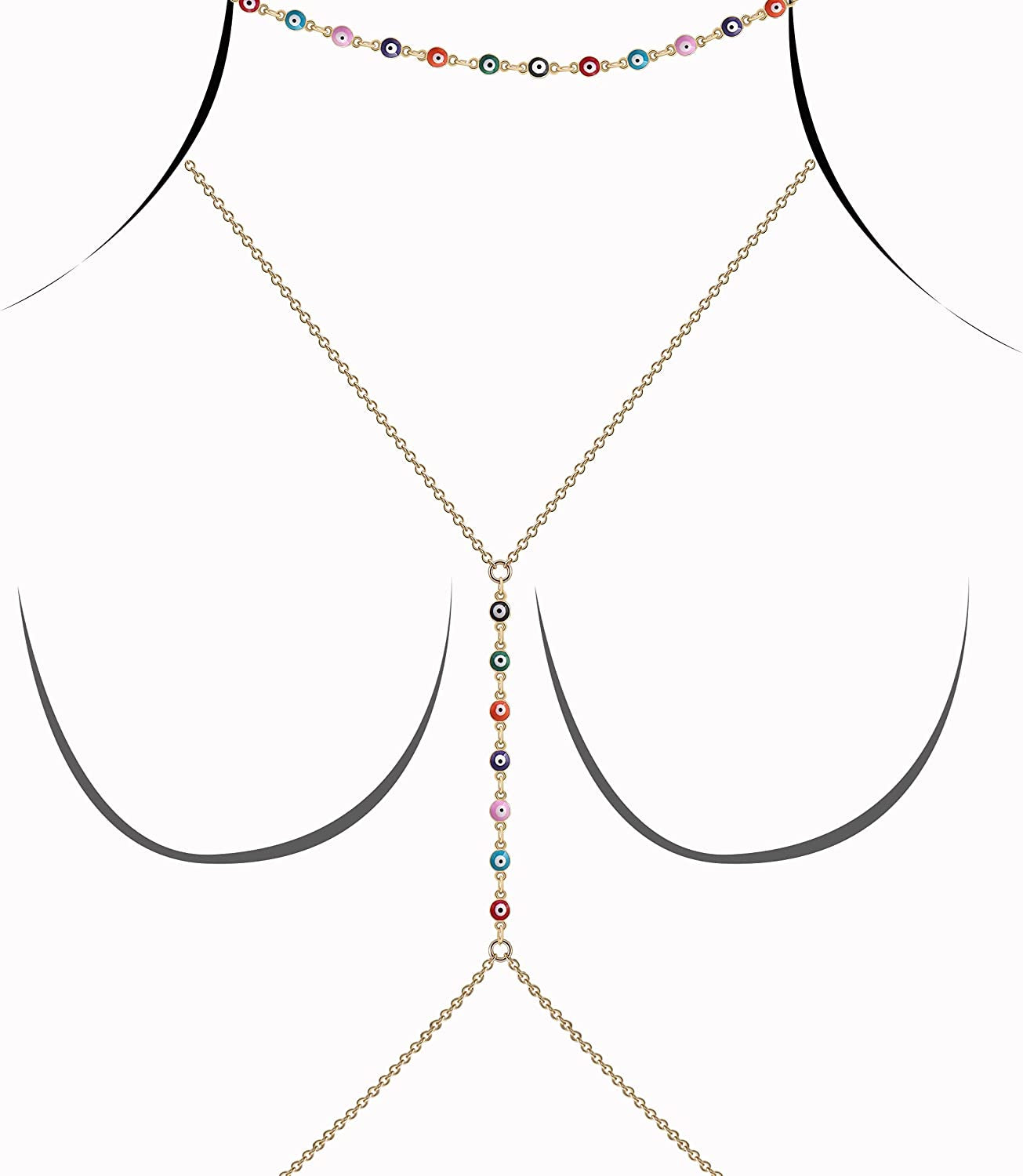 Plated 14K Gold Evil Eye Body Chain Necklace for Women Girls,Evil Eye Choker Necklace,13+3 Inch Extender Chain Apparel & Accessories > Jewelry > Necklaces Concise Royal   