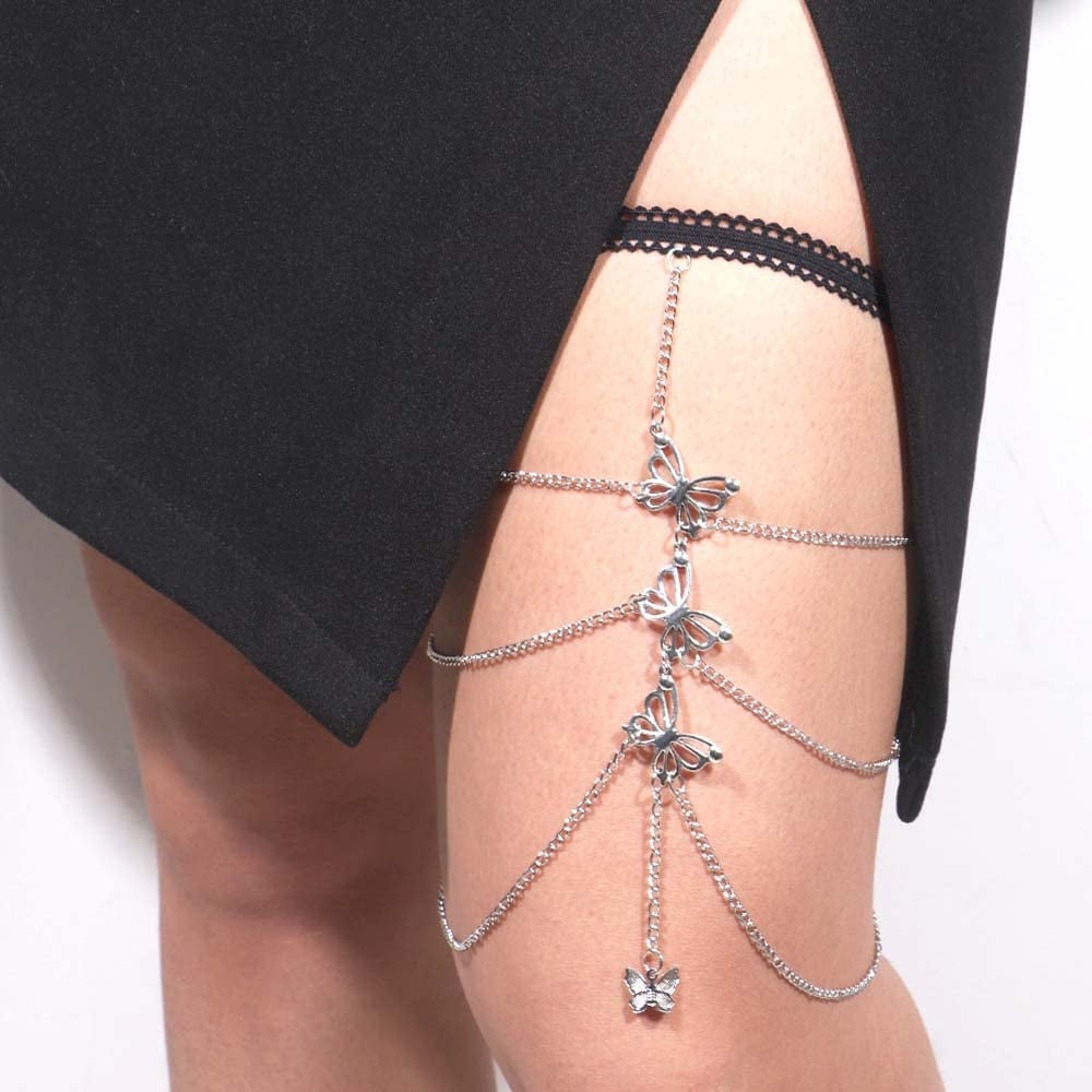 Sexy Body Chain Wavy Snake Leg Chain Jewelry for Women Butterfly Pendant Layered Leg Chain Necklace for Girls Apparel & Accessories > Jewelry > Body Jewelry CHAKRA HEALING REIKI CHR   