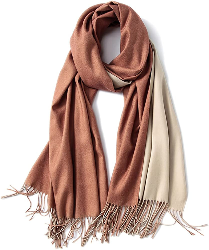 FORTREE Cashmere Feel Scarf - Lightweight Scarfs for Women, Large Soft 2 Tone Shawls and Wraps (10 Colors Available) Apparel & Accessories > Clothing Accessories > Scarves & Shawls FORTREE Rusty Brown and Ivory  