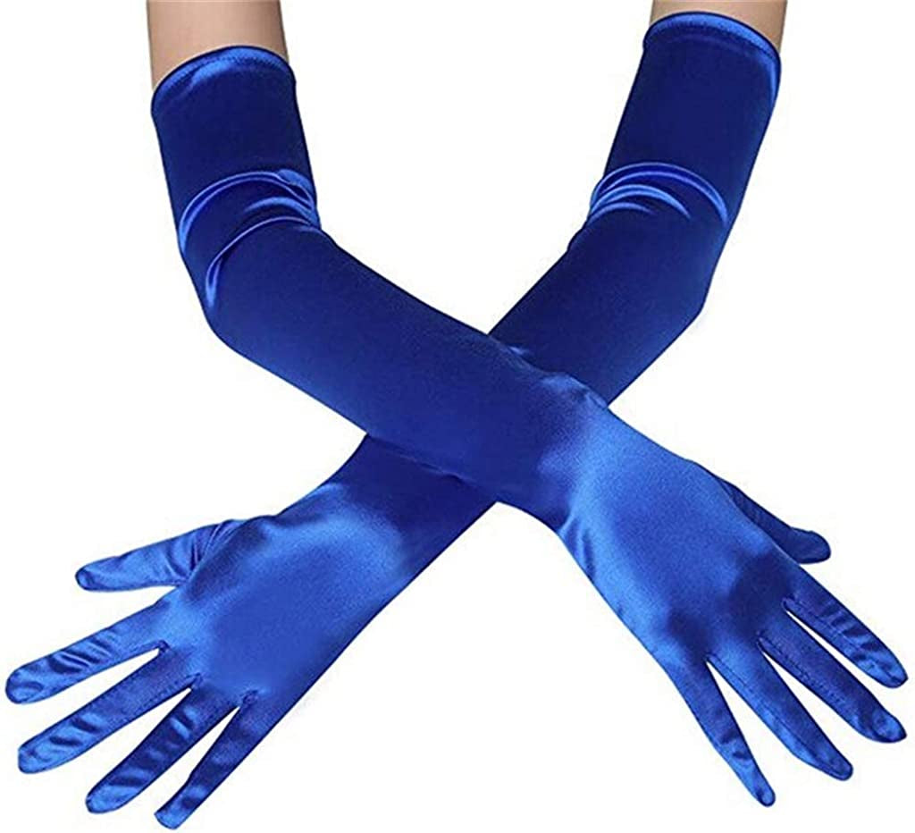 Dreamhigh Women'S Evening Party Mittens 21 " Long Black / White Satin Finger Gloves Apparel & Accessories > Clothing Accessories > Gloves & Mittens DreamHigh   