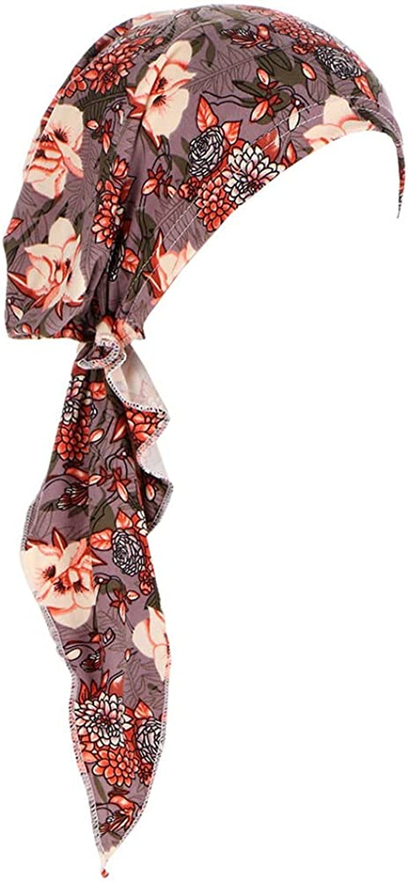 Fxhixiy Pre-Tied Bandana Turban Hat Chemo Cancer Headscarf Headwraps Headwear for Women Hair Cover Hat Apparel & Accessories > Clothing Accessories > Bandanas & Headties Fxhixiy Gray Flower Print  