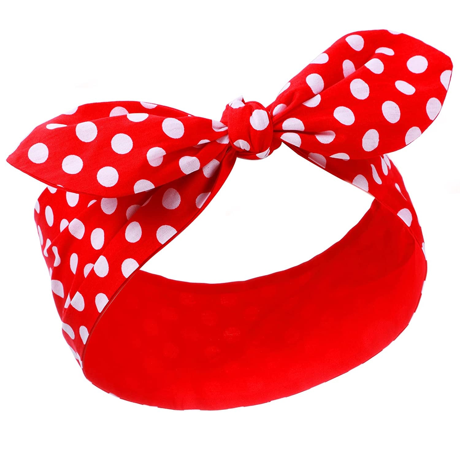 Costume Headband White Polka Dot Bandana Headband Wire Headband Retro Hairband Headwrap Hair Accessories for Women and Girls (Small Dots, Red) Apparel & Accessories > Clothing Accessories > Bandanas & Headties Hicarer Red Big Dots 