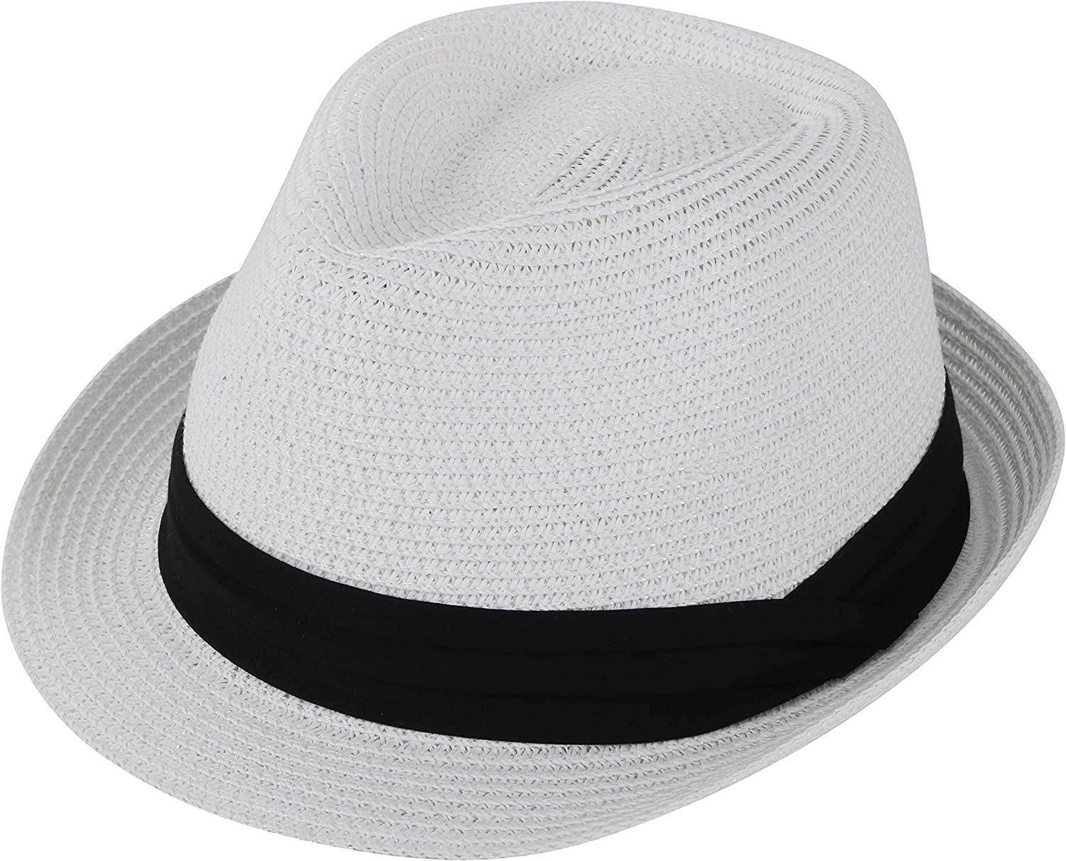 Simplicity Fedora for Men Women Unisex Men'S Women'S Classic Manhattan Structured Gangster Trilby Fedora Hat Apparel & Accessories > Clothing Accessories > Hats Simplicity White Packable Large-X-Large 