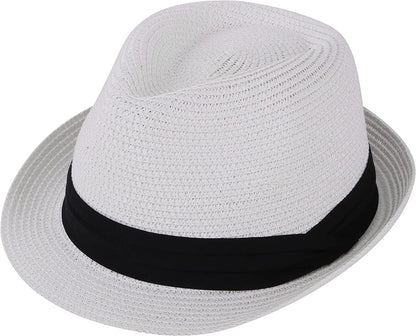 Simplicity Fedora for Men Women Unisex Men'S Women'S Classic Manhattan Structured Gangster Trilby Fedora Hat Apparel & Accessories > Clothing Accessories > Hats Simplicity White Packable Large-X-Large 