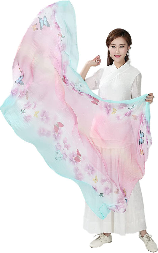 Women Fashion Silk Scarf Oblong Floral Oversize Soft Shawl Beach Wrap Apparel & Accessories > Clothing Accessories > Scarves & Shawls Just4Beauty Pinkbutterfly  