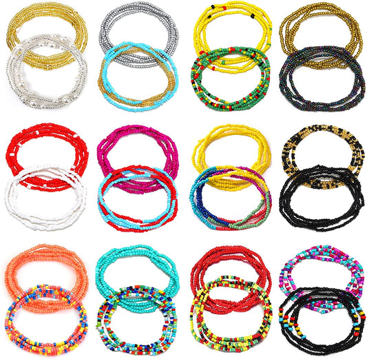 Honsny 24PCS Waist Beads for Women Colorful Belly Beads Chain Summer African Waist Bead Body Chains Bikini Jewelry Apparel & Accessories > Jewelry > Body Jewelry Honsny 24pcs-Set 2  