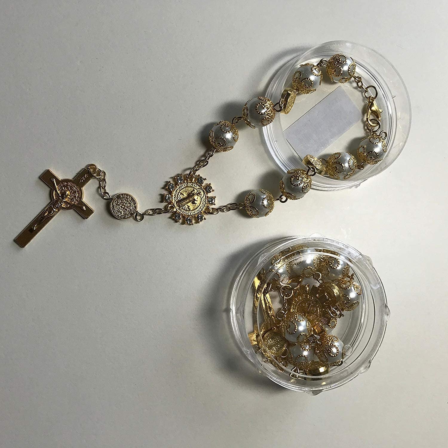 Gold/Silver Boy/Girl Hand Bracelet,Mini Rosary Rhinestone Memories Gift for Baptism/First Communion Festivities 12 Party Pack Apparel & Accessories > Jewelry > Bracelets YRP Gifts   