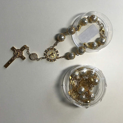 Gold/Silver Boy/Girl Hand Bracelet,Mini Rosary Rhinestone Memories Gift for Baptism/First Communion Festivities 12 Party Pack Apparel & Accessories > Jewelry > Bracelets YRP Gifts   
